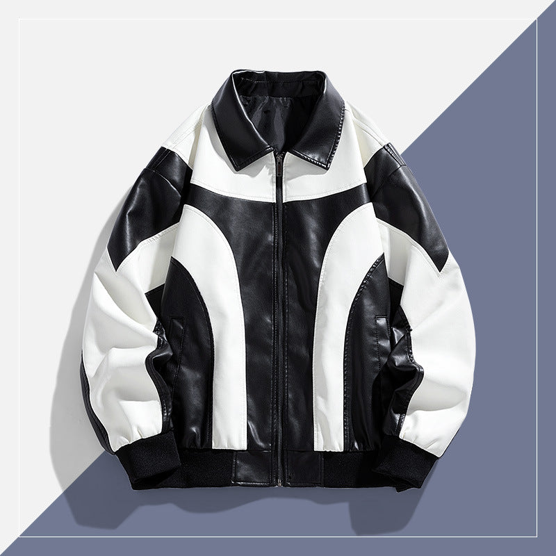 Men's Fashion Faux Leather Jacket in Sporty Design Mune Fashion