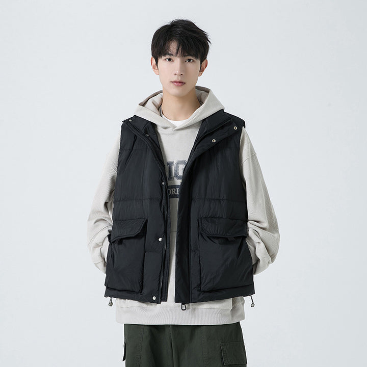 Men's Padded Outdoor Quilted Vest with Large Flap Pockets Drune