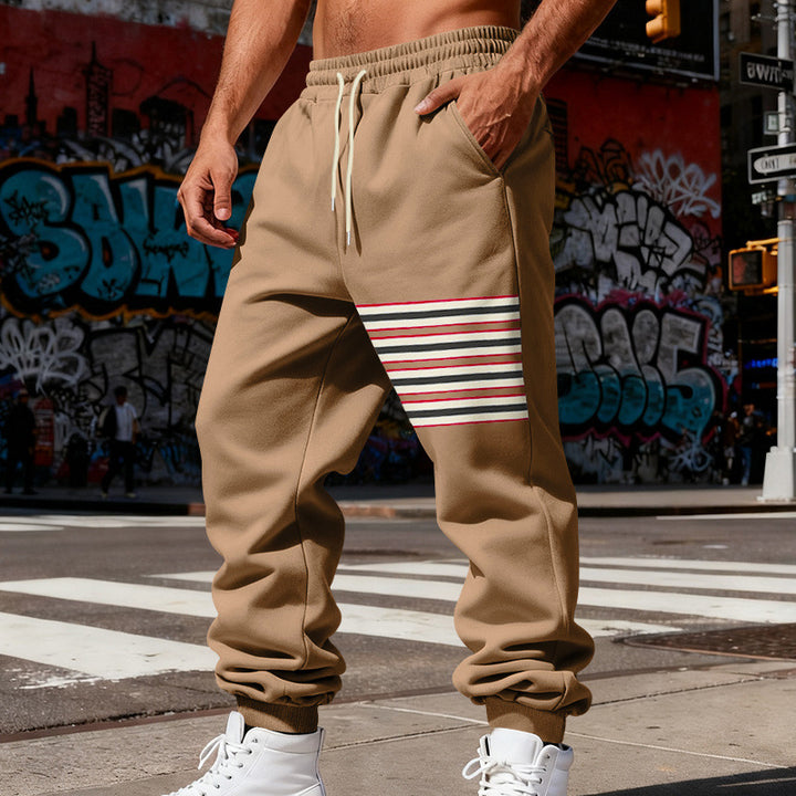 Men's Relaxed-Fit Jogging Pants with Side Stripe Application, Drawstring & Ribbed Cuffs Mune Fashion