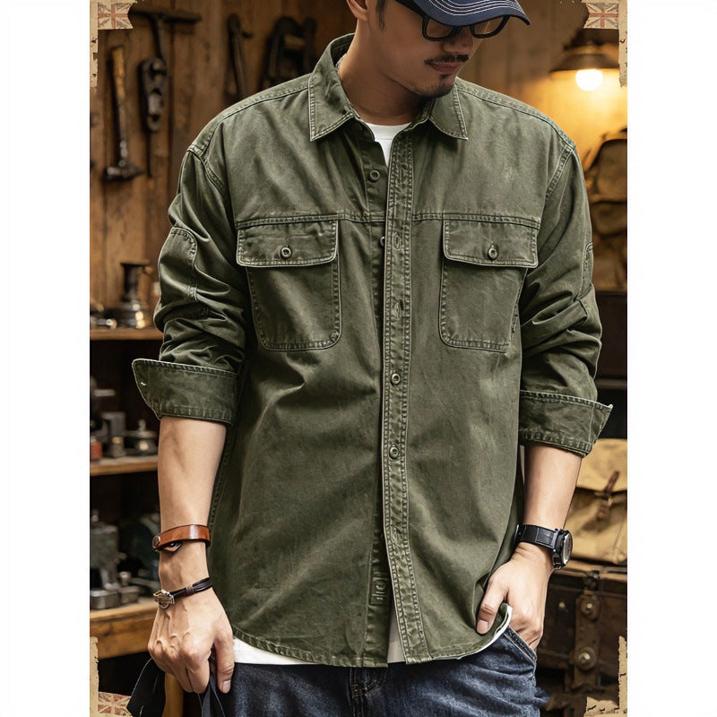 Men's Cotton Utility Overshirt with Flap Pockets Mune Fashion