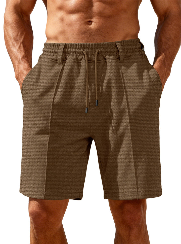 Men's Chino-inspired Relax Shorts with pleats, elastic drawstring and side pockets Mune Fashion