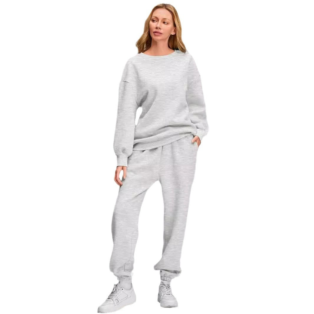 Women's Nano Relaxed Loungewear Set with Oversized Round Neck Sweatshirt and Tailored High Waist Jogging Pants made of French Terry Mune Fashion