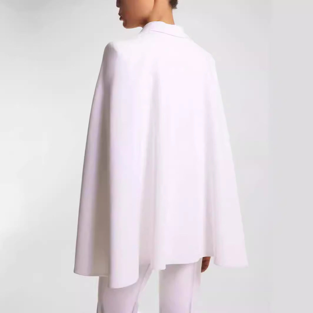 Women's Double-Breasted Blazer with Cape Sleeves and Tailored Silhouette Mune Fashion