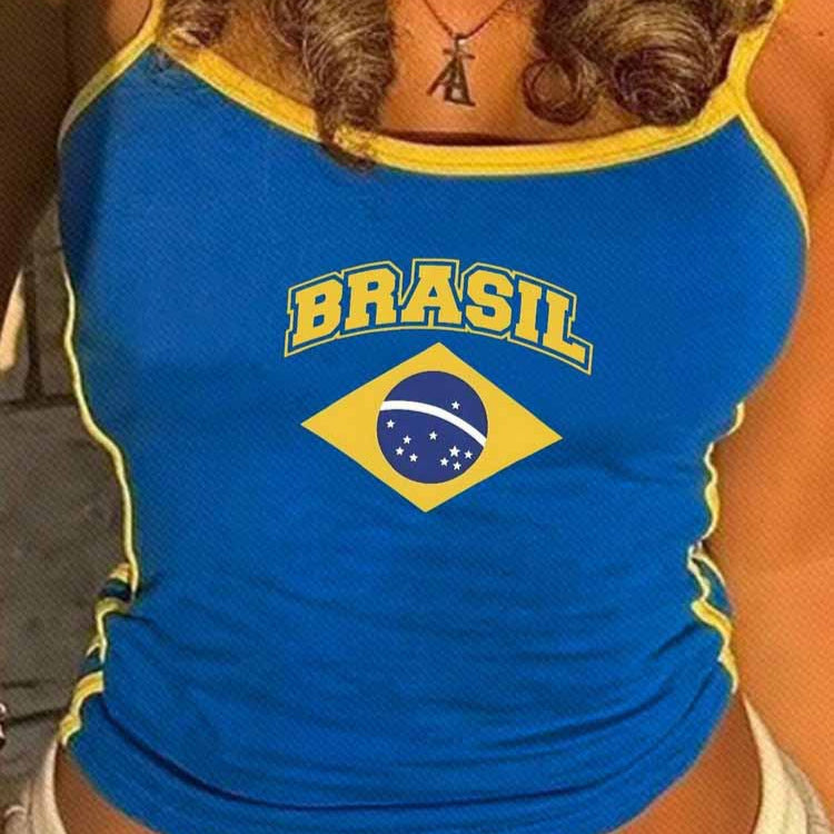 Women's form-fitting spaghetti strap top with Brazil print Mune Fashion