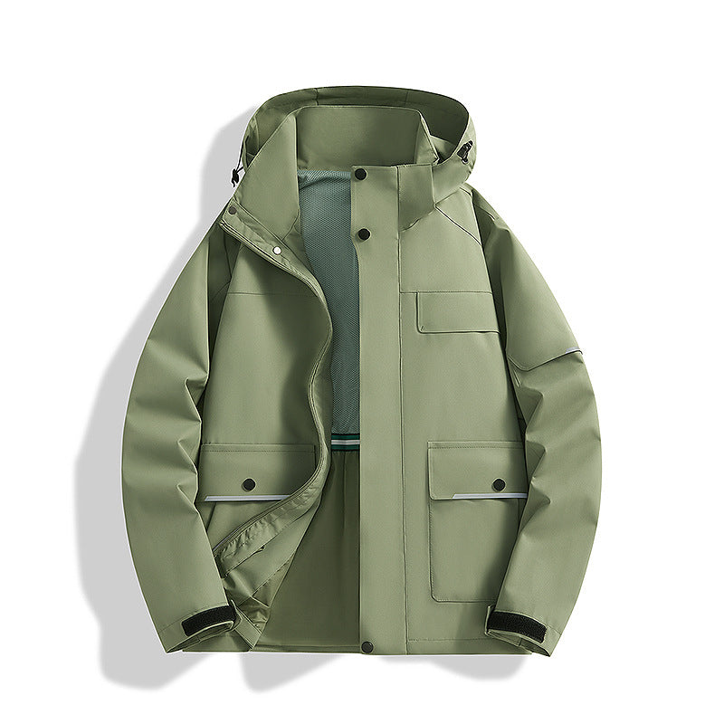 Men's three-layer trekking jacket with welded seams, hood, and multifunction pockets Mune Fashion