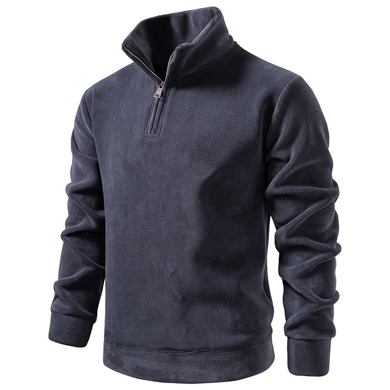 Men's Fleece Half-Zip Pullover with Standing Collar and Soft Microfleece Mune Fashion