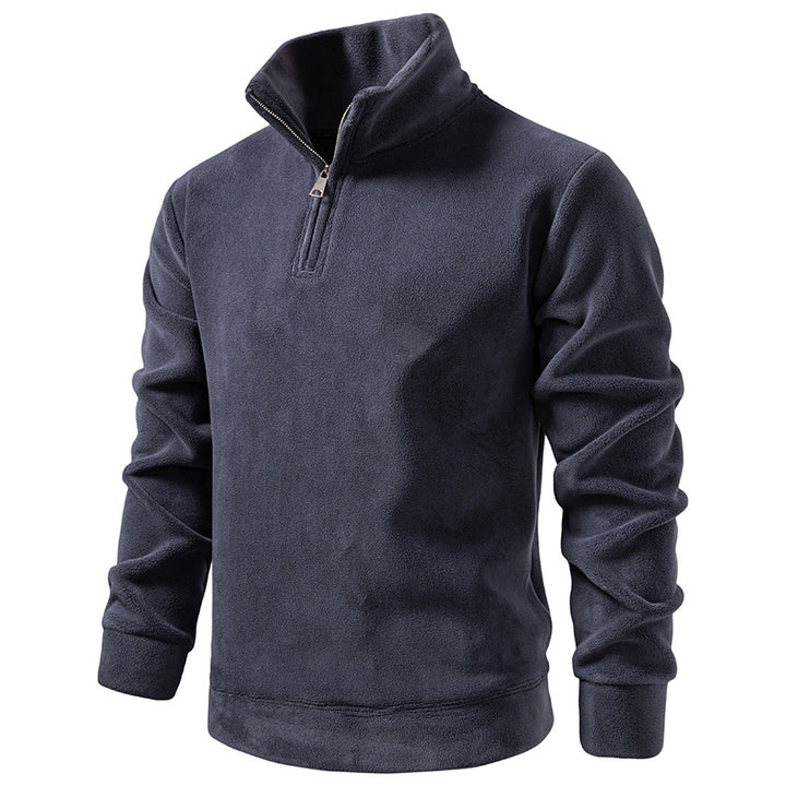 Men's Fleece Half-Zip Pullover with Standing Collar and Soft Microfleece Mune Fashion