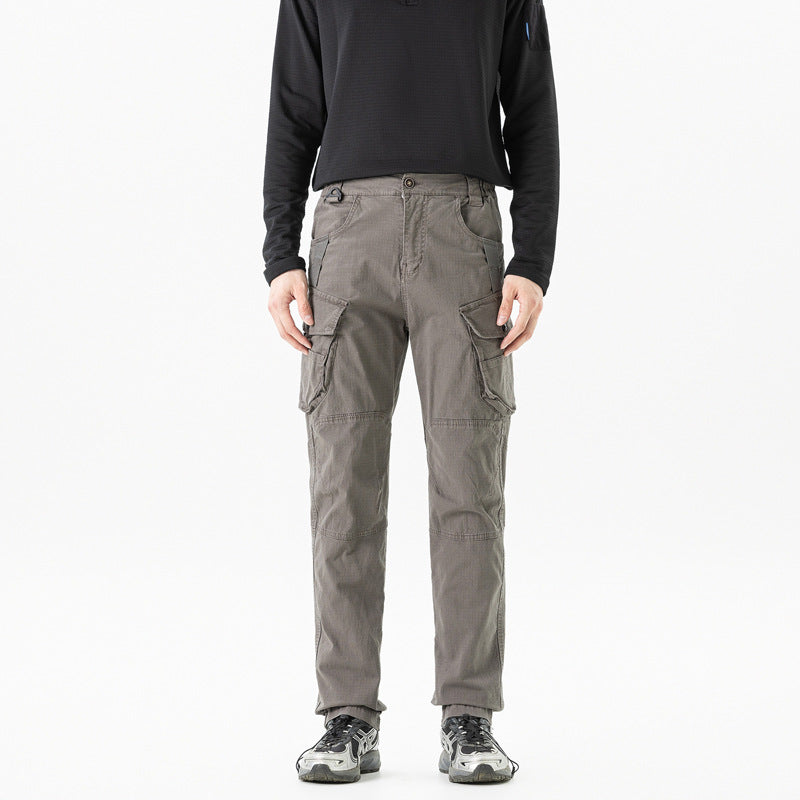 Herren Gerade geschnittene Utility-Cargohose mit Knieabnähern, Mehrfachklappentaschen und verstärkten Nähten Mune Fashion