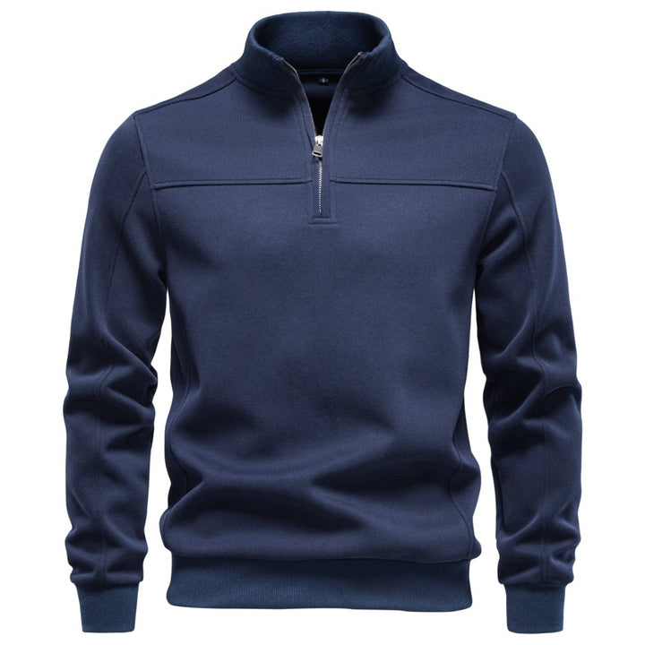 Men's High Collar Sweatshirt with Half Zip and Thermal Fleece Lining Mune Fashion