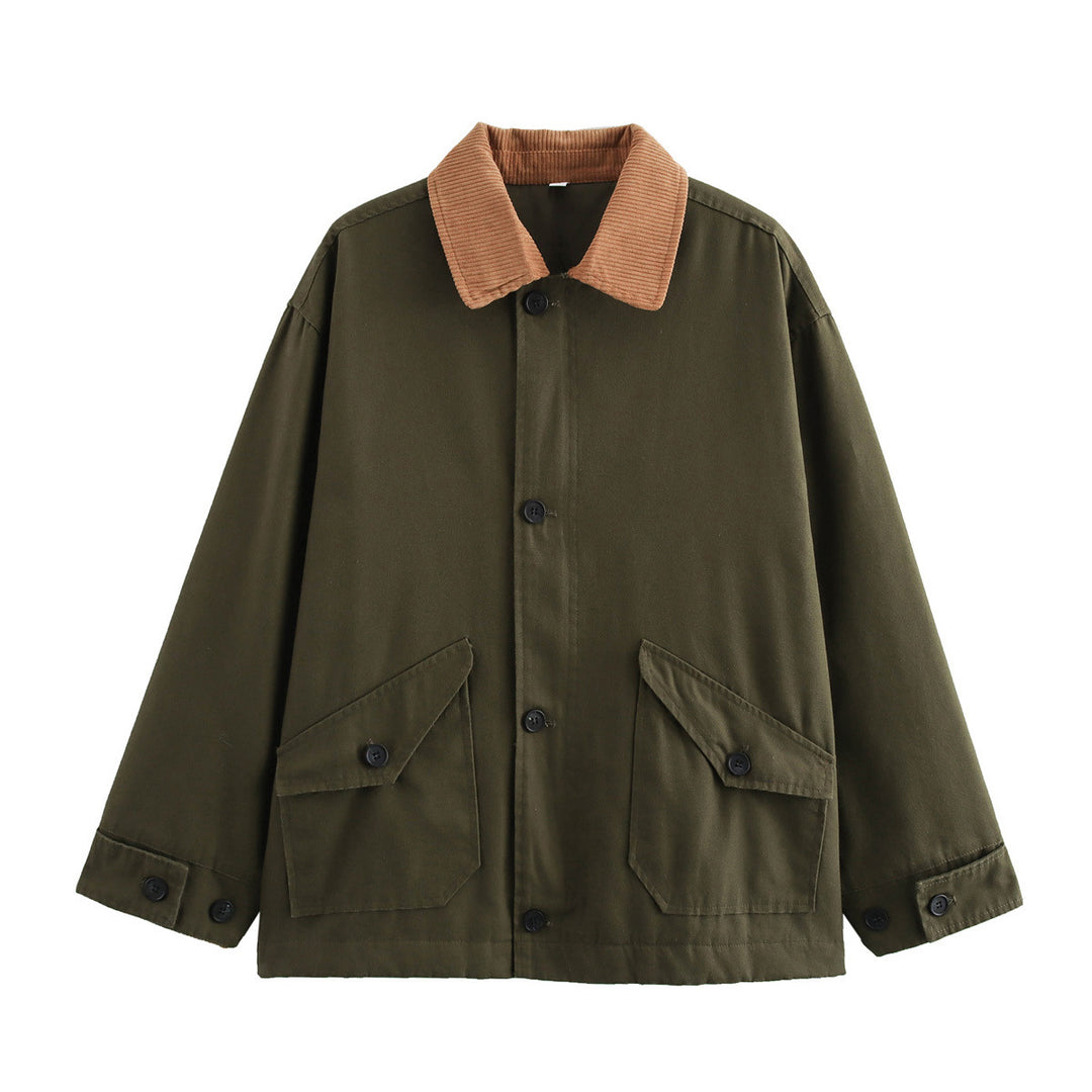 Women's oversized utility jacket with cord collar, patch pockets and button closure Mune Fashion