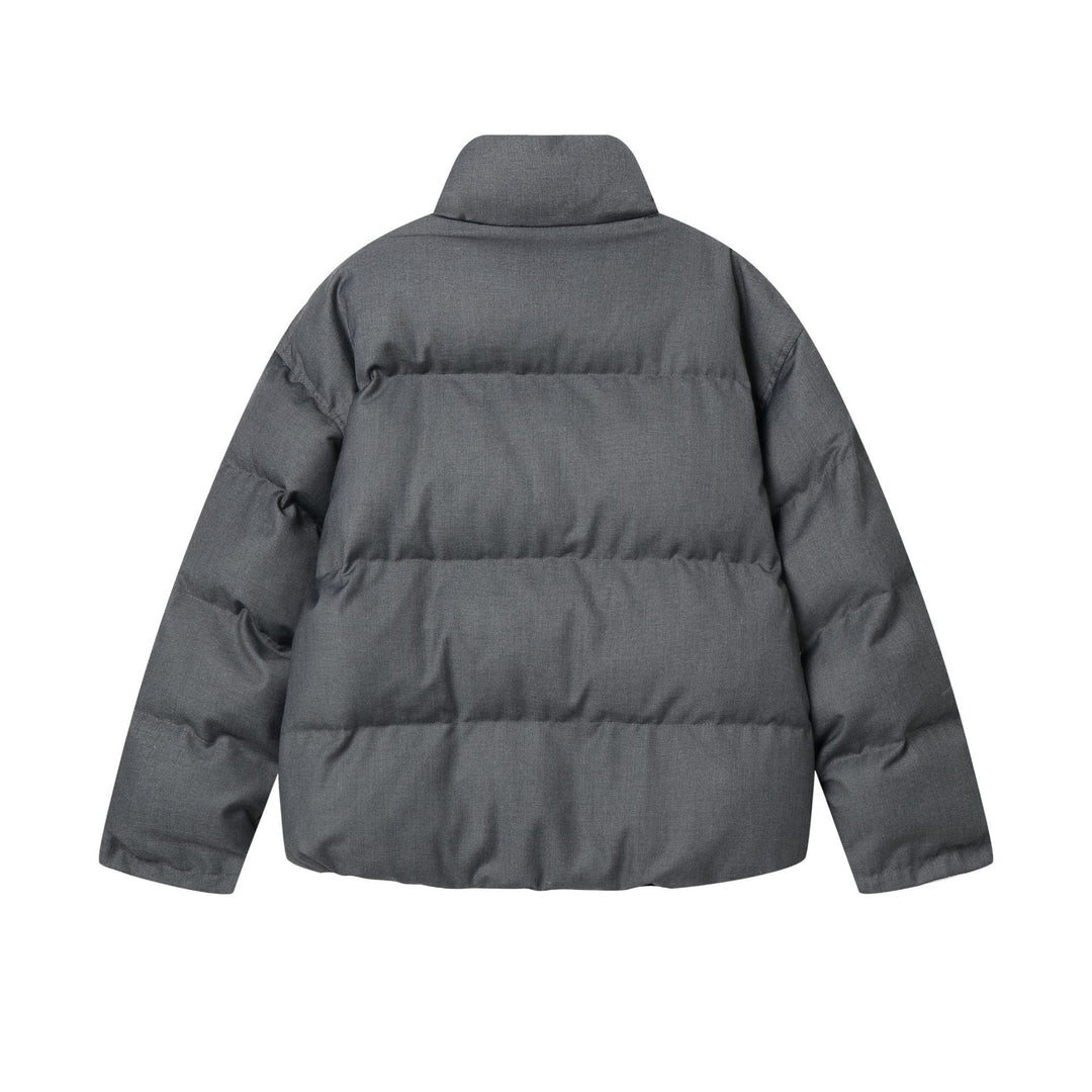 Unisex Reversible Puffer Jacket Short with High Stand-Up Collar and Concealed Closure Mune Fashion