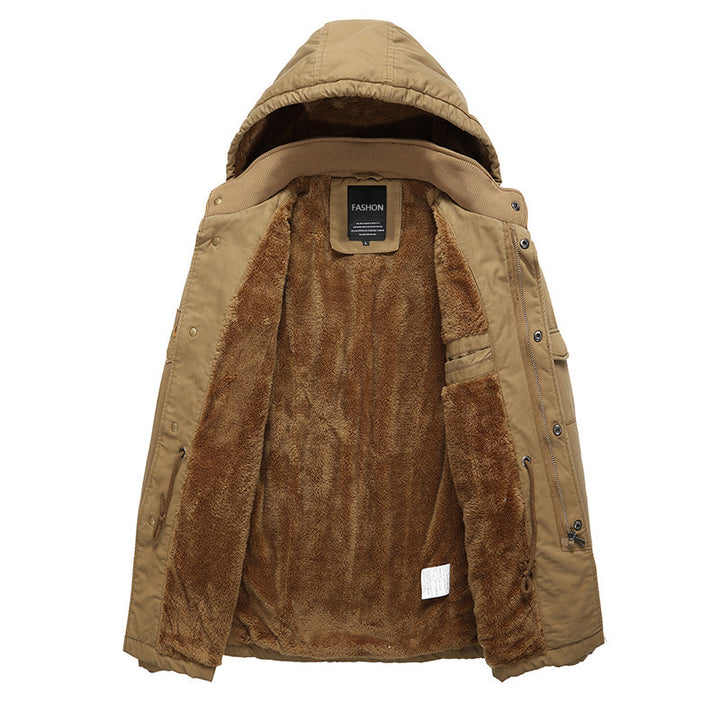 Men's canvas field parka with warm teddy fleece lining, hood and multiple pockets Mune Fashion
