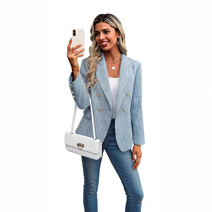 Women's Fashionable Double-Breasted Blazer Jacket