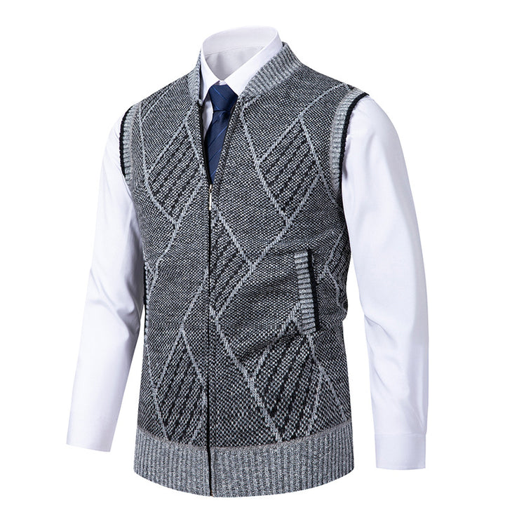 Men's elegant knitted vest with zipper and stand-up collar Mune Fashion