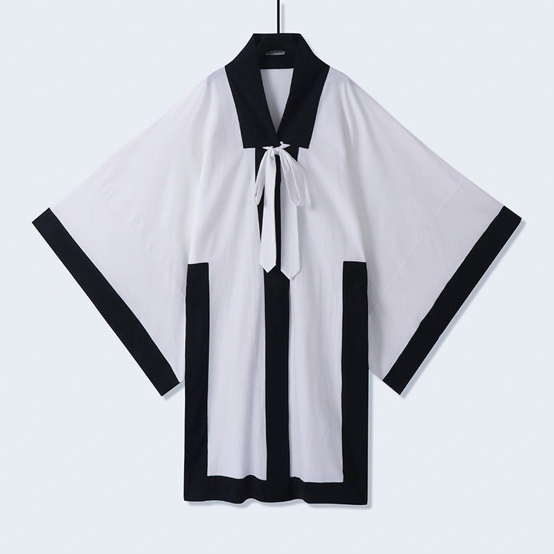 Unisex Oversize Kimono-Cardigan with contrast trim, tie belt and patch pockets Mune Fashion