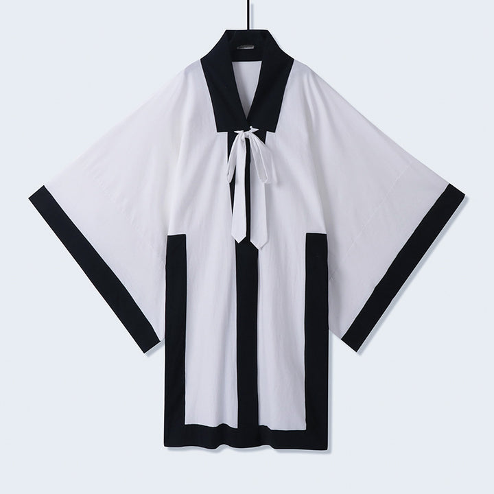 Unisex Oversize Kimono-Cardigan with contrast trim, tie belt and patch pockets Mune Fashion