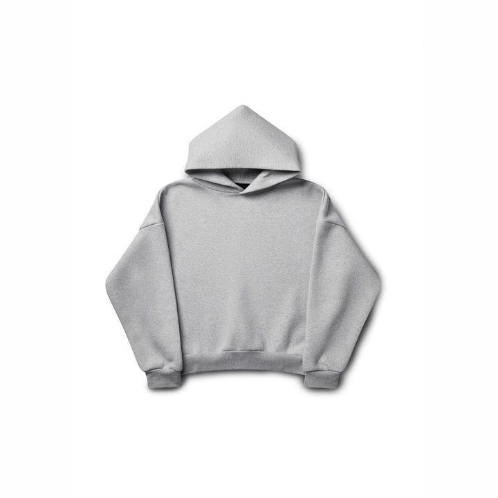 Unisex minimalist hoodie without kangaroo pocket with dropped shoulder and ribbed hem Mune Fashion