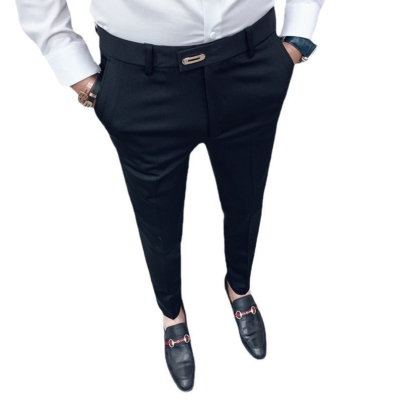 Men's slim suit trousers with crease and elastic waistband Mune Fashion