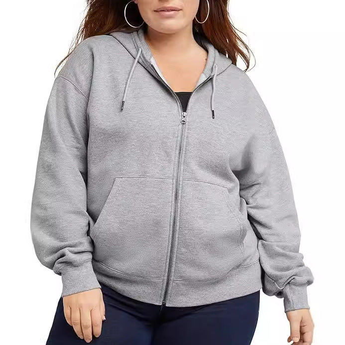 Women's hooded jacket with full zip, kangaroo pocket and relaxed fit Mune Fashion