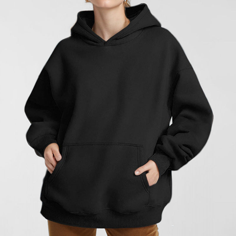 Ladies extra-long oversized hooded sweatshirt with kangaroo pocket, soft fleece lining, and drop shoulder Mune Fashion
