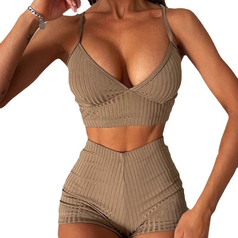 Women Sporty Crop Top and Shorts Set Mune Fashion