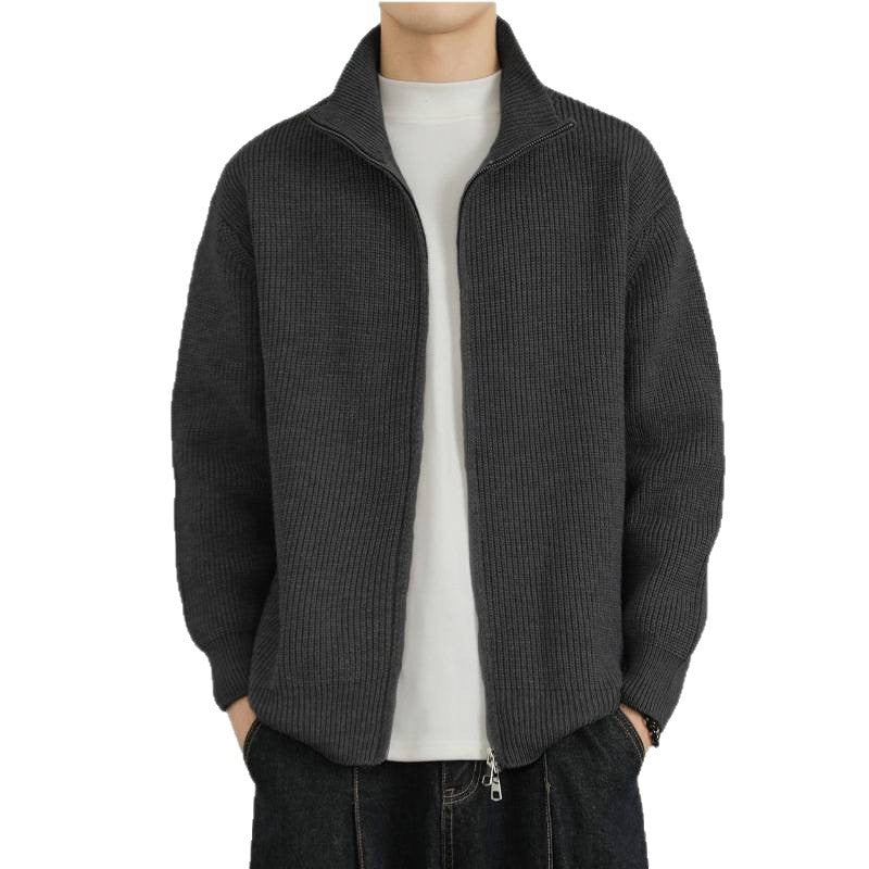 Men's cardigan with stand-up collar and zipper Mune Fashion