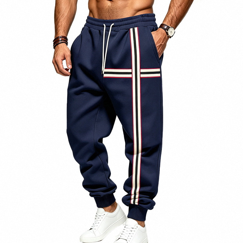 Men's joggers with contrasting side and cross stripes Mune Fashion