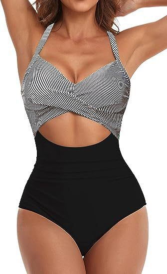 Women's One-Piece Swimsuit with Elegant Wrap Cut Mune Fashion