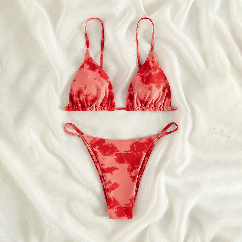 Women's Triangle Bikini with adjustable straps and stylish tie-dye pattern Mune Fashion