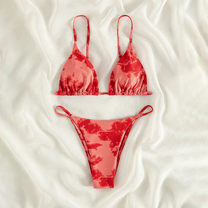 Women's Triangle Bikini with adjustable straps and stylish tie-dye pattern Mune Fashion