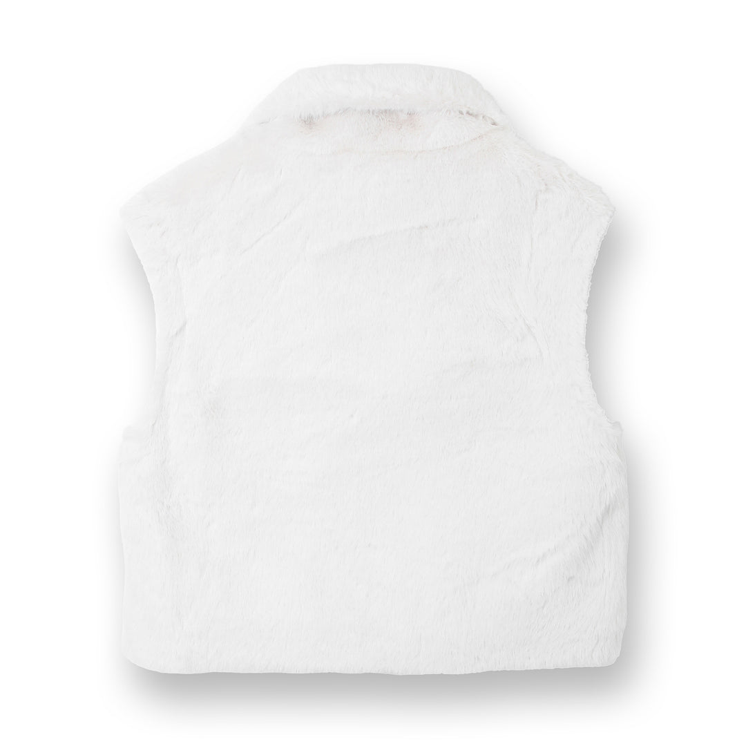 Women's Sleeveless Faux Fur Vest with Stand-up Collar, Zipper and Flap Pockets Mune Fashion