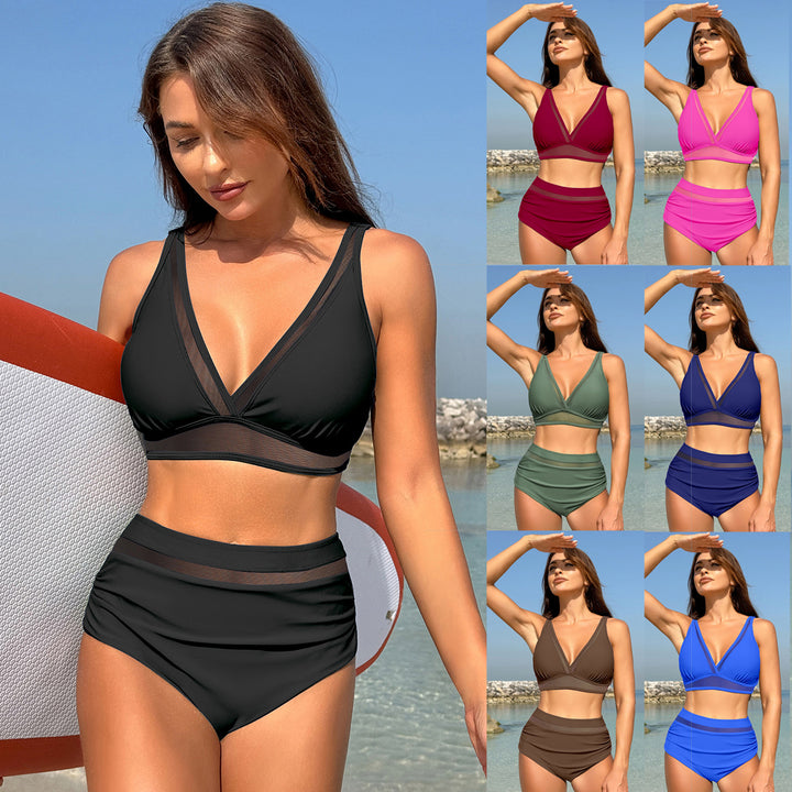 Women High-Waist Bikini Set with Adjustable Straps Mune Fashion