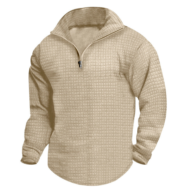 Men's padded thermal half-zip with waffle texture, brushed lining, and rounded hem Mune Fashion