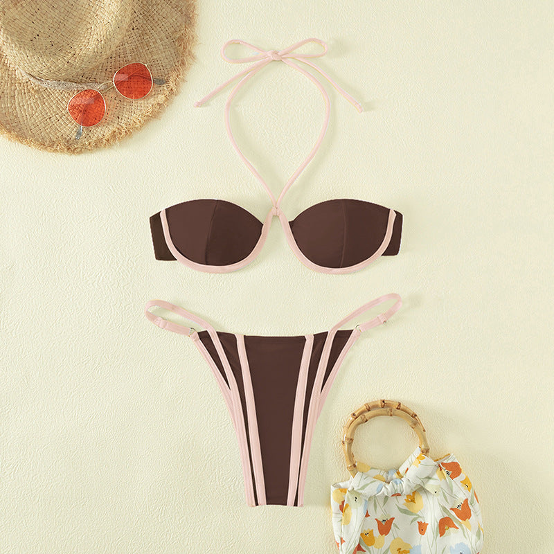 Women's bandeau bikini with stylish animal print and sophisticated lacing Mune Fashion