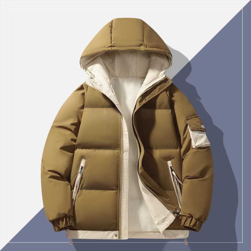 Men's urban padded anorak with hood, contrasting lining and multi pockets Mune Fashion