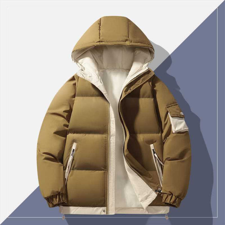 Men's urban padded anorak with hood, contrasting lining and multi pockets Mune Fashion