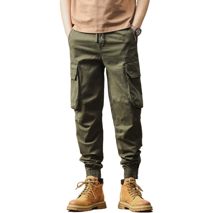Men's Tactical-Style Cargo Joggers with Drawstring Waistband, Large Flap Pockets, and Ribbed Leg Openings Mune Fashion