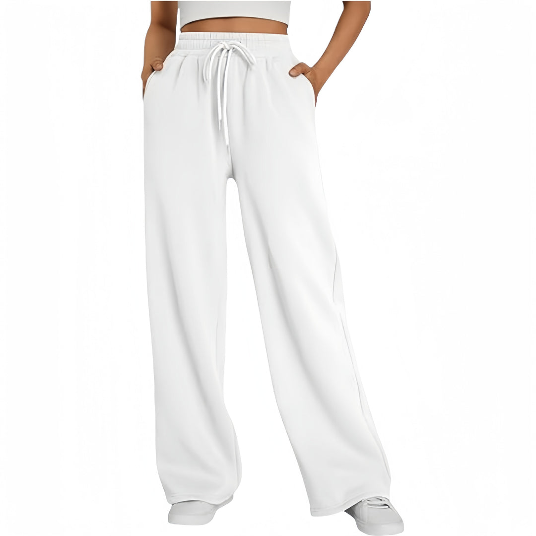 Ladies nan Palazzo lounge pants with high waist, elastic waistband, drawstring and deep side pockets Mune Fashion