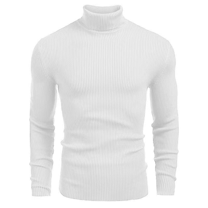 Men's ribbed turtleneck sweater fitted elastic fine knit Mune Fashion