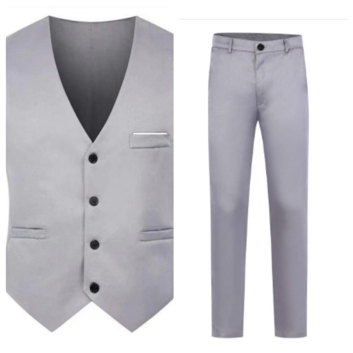 Men's elegant satin vest with V-neck and slim-fit suit trousers Mune Fashion
