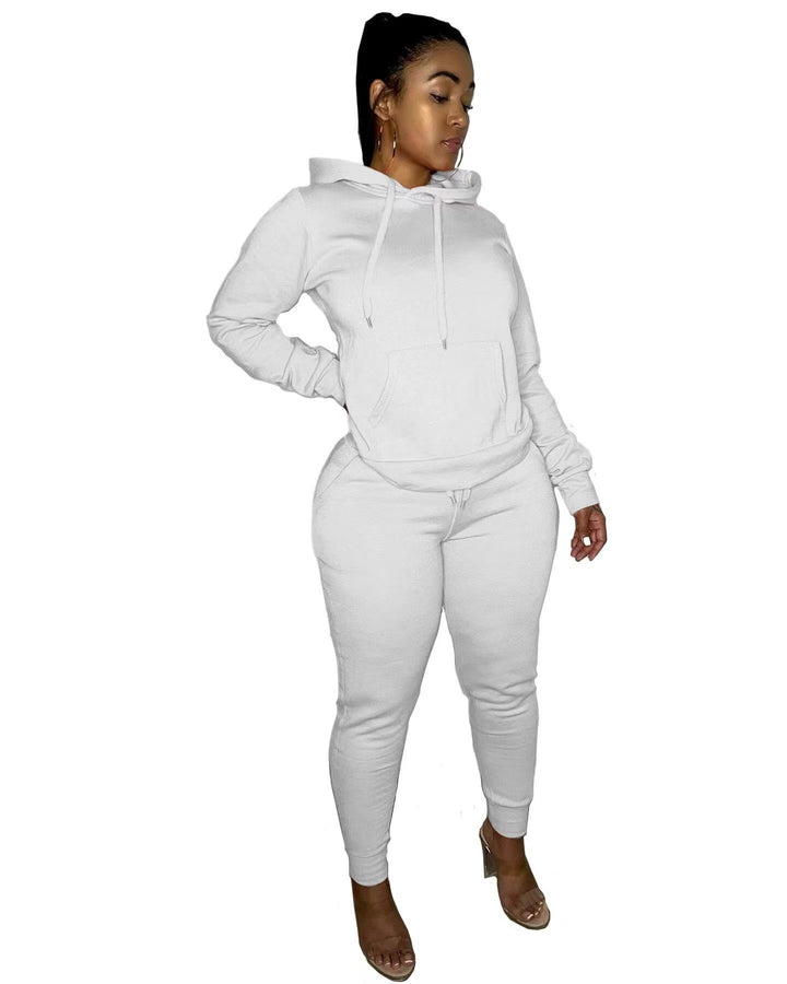 Women's tailored hoodie and jogger set with kangaroo pocket, high comfort waistband, and ribbed ankle cuffs Mune Fashion