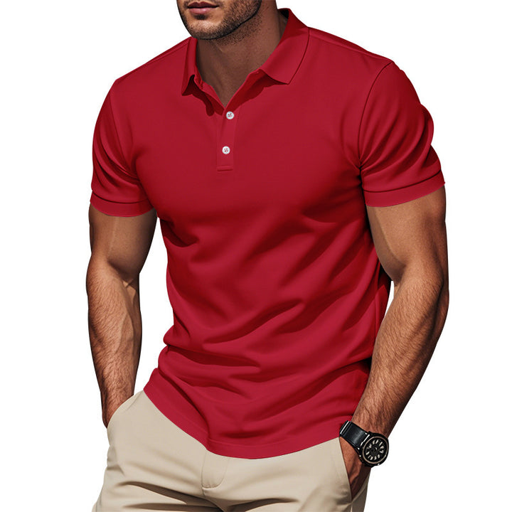 Men's polo collar shirt with slim fit, breathable mesh structure, and flat two-button placket Mune Fashion