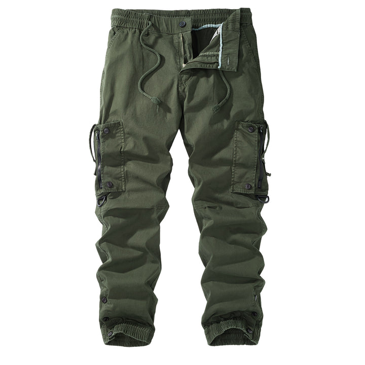 Men's cargo jogging pants with elastic waistband, zipper cargo pockets, and adjustable hem Mune Fashion