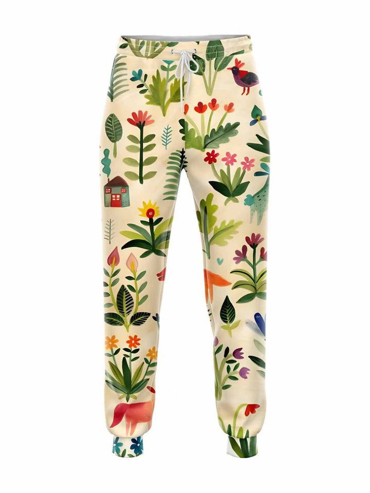 Women Fashionable Jogging Pants with Feather Pattern Mune Fashion