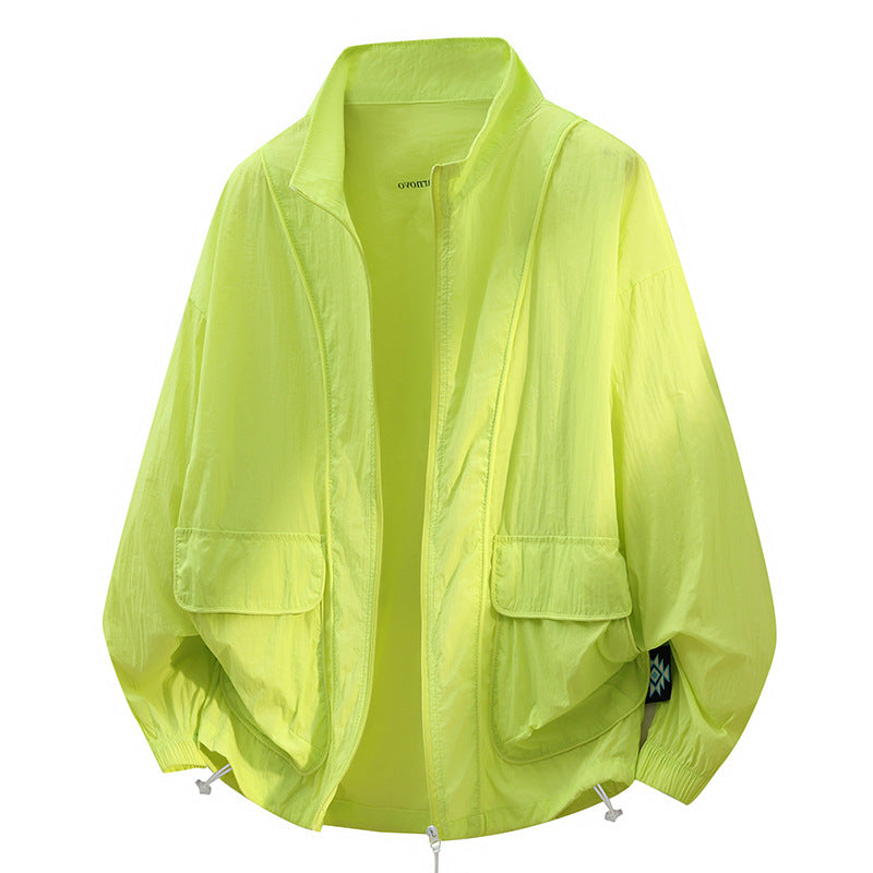 Unisex Oversize Light Windbreaker with Drawstring, Flap Pockets & Elastic Cuffs Mune Fashion