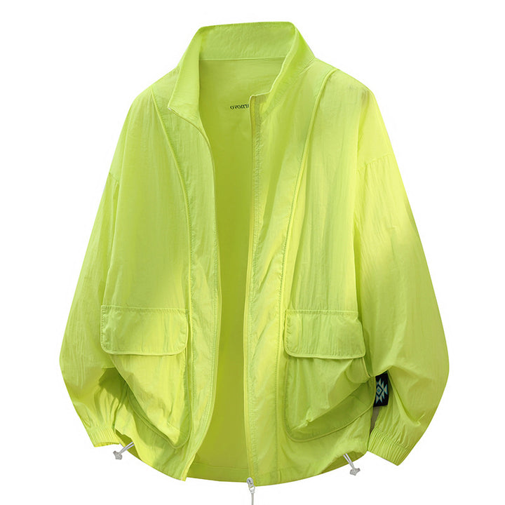 Unisex Oversize Light Windbreaker with Drawstring, Flap Pockets & Elastic Cuffs Mune Fashion