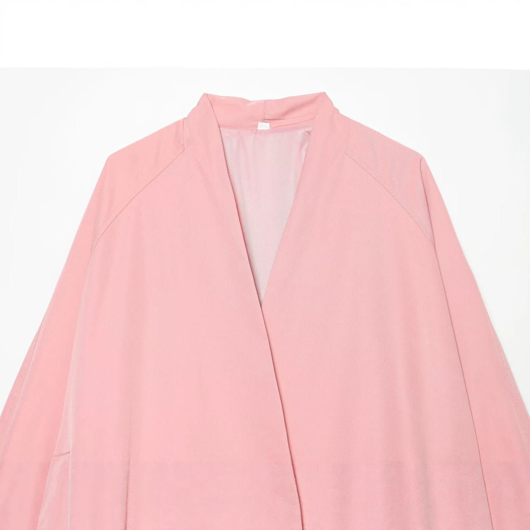Women's Lightweight Cropped Bomber Jacket in Boxy Cut with Open Kimono Closure Mune Fashion