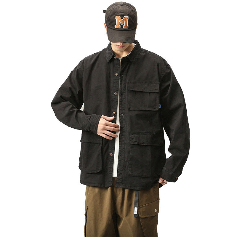 Men's Military-Inspired Field Jacket with Multiple Pockets and Loose Fit Mune Fashion
