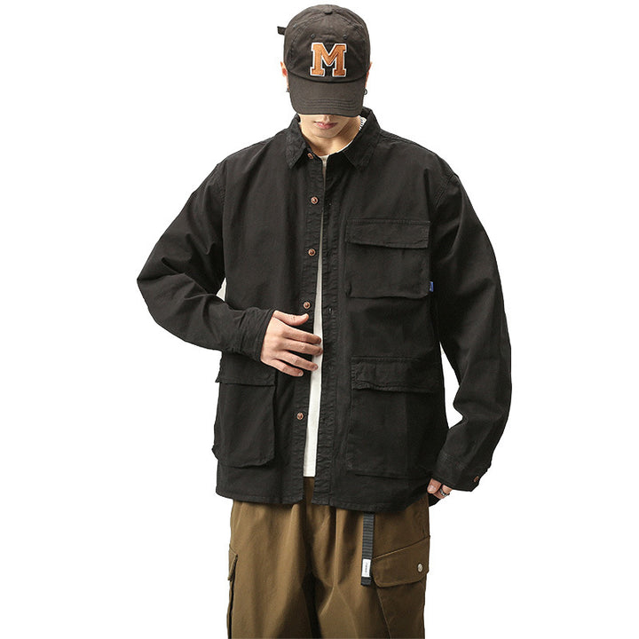 Men's Military-Inspired Field Jacket with Multiple Pockets and Loose Fit Mune Fashion
