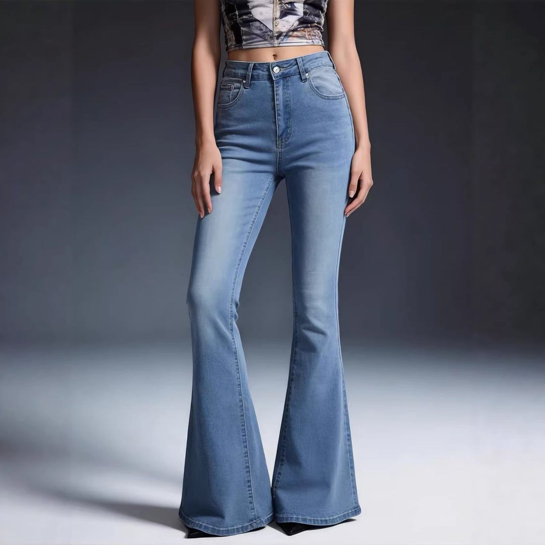 Ladies high-waisted flared jeans with figure-forming fit and wide flared leg Mune Fashion